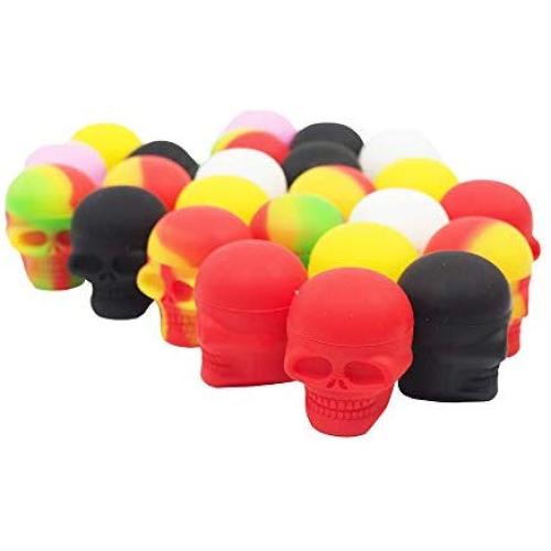 YHSWE 12Pcs 3ml Small Skull Non-stick Silicone Oil Kitchen Container Wax Concentrate Jar Storage Box for Cream Multi Random Color