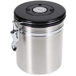 UPKOCH Stainless Steel Coffee Bean Canister Milk Powder Storage Tank Coffee Container with Vent and Black Lid (Size M)