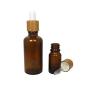 3pcs Glass Dropper Empty Refillable Vial Sample Bottle with Bamboo Cap Essential Oil Perfume Aromatherapy Storage Container Pot With White Rubber Cap (Brown) (10ML)