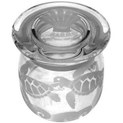 IncisoArt Hand Etched Vibe Storage Jar Sandblasted (Sand Carved) Glass Handmade USA Custom (Sea Turtles Waves, 12.25 Ounce (362ml))