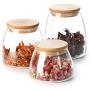 Mii-Home 3-Piece Large Glass Canisters Set Food Storage Jar Containers with Airtight Seal Bamboo Lid for Preserving Dry Food, Cereal, Cookies, Coffee and Tea