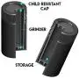 Rx Herb Jar Built-In Multi-Use Vacuum Seal Portable Storage Resistant Container, Black