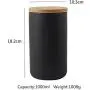 One-Pine 3er Set Luftdichter Keramik-Food-Behälter mit Bambusdeckel - 260ml/800ml/1000ml Tee, Zucker, Kaffee, Gewürzbehälter Set (Schwarz)