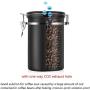 Large Sealed Coffee Bean Container with One-way CO2 Exhaust Valve/Time Record Dial, 1.8L Stainless Steel Airtight Nuts Grains Flour Sugar Coffee Grounds Tea Canister Moisture Proof Storage Jar (Black)