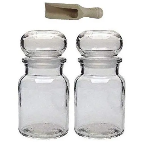 Viva Haushaltswaren Glass jar with Glass stoppers, Round Stopper, Candy jar, Tea Caddy, Collecting Glass, etc. usable (Including a Scoop), Glass, Transparent, 2 x 150ml Viva Haushaltswaren Glass jar with Glass stoppers, Round Stopper, Candy jar, Tea Caddy, Collecting Glass, etc. usable (Including a Scoop), Glass, Transparent, 2 x 150ml
