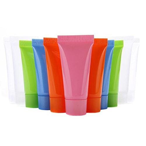 20Pcs 10ml Empty Plastic Soft Tube Bottle Squeeze Jar Pot Case Container For Facial Cleanser Sample Skin Care Shampoo Cosmetic Emulsion Shower Gel (Colour Random)