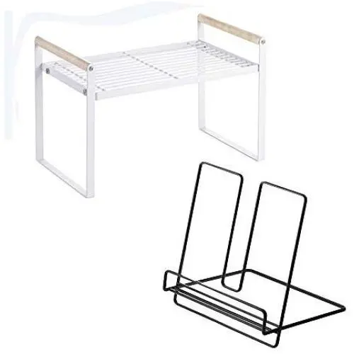 Holz Multifunktions Organizer für Küche, abnehmbarer Gewürzregal-Organizer, für Gewürzbehälter/Schlafzimmer/Badezimmer, Weiß
