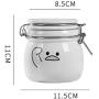 Cereal Containers Ceramic Canister, Cartoon Pattern Sealed Can Containers (color : White)