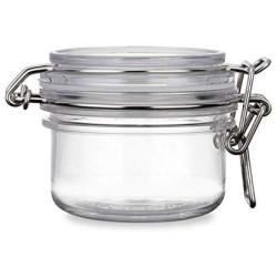 2Pcs 4 Oz/120ml Clear Round Plastic Home Kitchen Storage Sealed Jar Bottles with Leak Proof Rubber and Hinged Lid for Herbs, Spices, Candy, Gift, Arts and Crafts Storage Multi-purpose Container