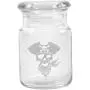 Clear Glass Herb Stash Jar with Lid 4.5 oz with Pirate Skull Logo from Smoke Promos Clear Glass Herb Stash Jar with Lid 4.5 oz with Pirate Skull Logo from Smoke Promos