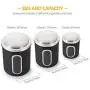 Canister Set of 3, Nested Kitchen Canisters with Stainless Steel Airtight Lids and Windows by H+LUX, Black