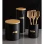 Typhoon Living Airtight Biscuit/Cookie Storage Canister with Bamboo Lid, 3.4 Litre, Matte Black/Gold