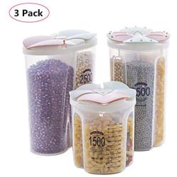 Homespace 3 Pack Food Storage Containers with Lid, Petal Sealed Tank Dry Goods Food Storage Box Household Transparent Plastic Kitchen Grains Sealed Storage Jar