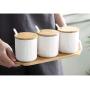 TNKML Ceramic Seasoning Jar Seasoning Storage Container With Bamboo Lid Salt Shaker Sugar Jar Flavoring Jar Spice Container