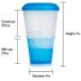 CLM Cereal On the Go Cups - Portable Breakfast Drink Cups with Lid & Foldable Spoon - Breakfast To Go Food Container - Blue (2 Pack Blue/Purple)