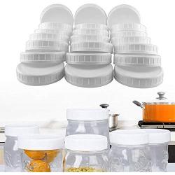 GreceYou 12/24pcs Mason Jar Lids, White Plastic Standard Mason Jar Lids for Regular Mouth Storage Canning