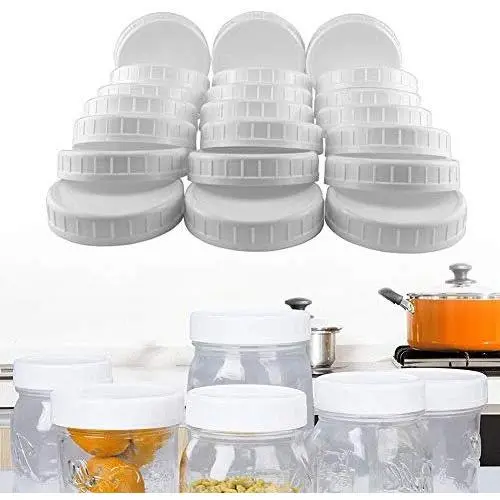 Bouchons de bocaux Mason GreceYou, 12/24 pièces, Plastique Blanc Standard pour Stockage et Conserve
