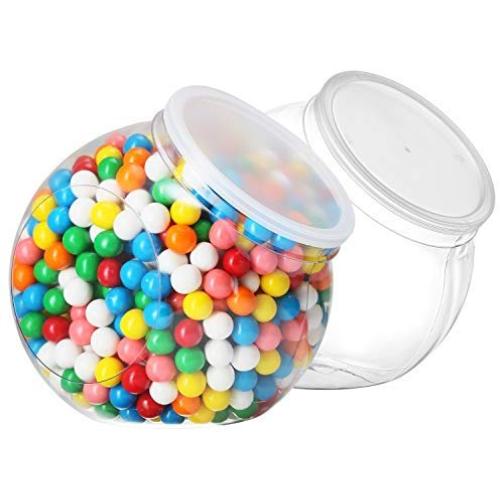 Pack of 2 - Empty Gumball Style Containers With Lids ? Plastic Kitchen Countertop Jars - Wide mouth Opening For Easy Refill - Great For Candy, Homemade Cookies, Cake, Snacks - Food Safe (2 Pack 96 Oz)