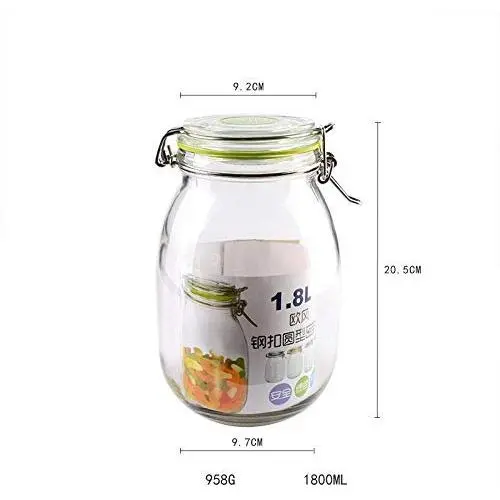 YL LY Thickened Glass Large Sealed Cans Food Cans Steel Buckle Sealing Performance Better 1800Ml2000Ml 1800Ml Round