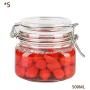 Kitchen Food Storage Jar Airtight Food Storage Storage Jar 5 Square Glass Spice Bottles Transparent Glass Lids Stainless Steel Buckle Airtight Food Storage Spice Container Set 500ML