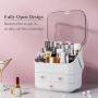 Haturi Makeup Organizer, Waterproof & Dustproof Cosmetic Organizer Box Fully Open Makeup Display Boxes ,Makeup Caddy Holder for Bathroom, Dresser, Countertop (White)