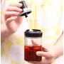 CSPFAIRY Food Grade Glass with Spoon Kitchen Spice Jars Seal Multifunction Solid Solution Seasoning Ketchup Bottle