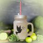 Soft Pink Red Dove Christmas Image Frosted Glass Mason Jar With Straw