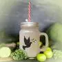 Soft Pink Red Dove Christmas Image Frosted Glass Mason Jar With Straw Soft Pink Red Dove Christmas Image Frosted Glass Mason Jar With Straw