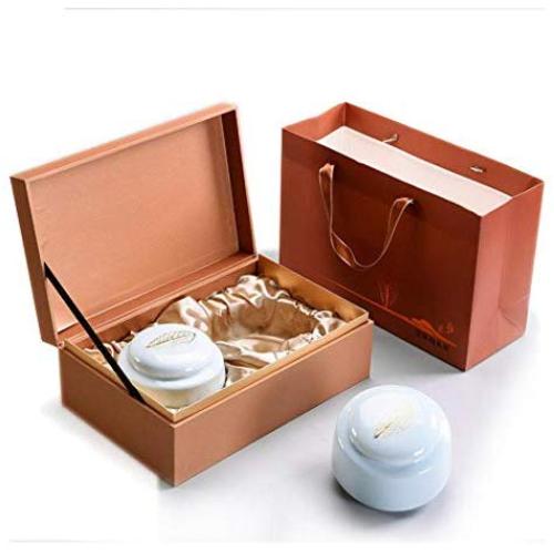 Chinese Vintage Glaze Tea Tin Jar Handcrafted Ceramic Airtight Spice Tea Storage Canister (White)