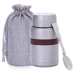 G.a HOMEFAVOR Portable Vacuum Insulated Stainless Steel Food Jar Food Flask With Leak Proof Design, 17 oz (500 ml) Hot Cold Vacuum Lunch Thermos Container Kids Food Storage Container, Gray