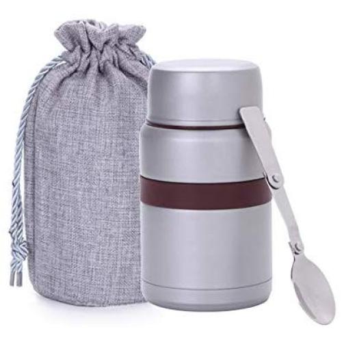 G.a HOMEFAVOR Portable Vacuum Insulated Stainless Steel Food Jar Food Flask With Leak Proof Design, 17 oz (500 ml) Hot Cold Vacuum Lunch Thermos Container Kids Food Storage Container, Gray