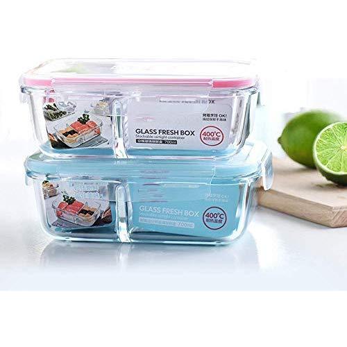 Kitchen Food Storage Jar Airtight Food Storage Glass Food Preparation Container With Cover (Set Of 2) BPA Free Lunch Box Airtight And Waterproof Leak Proof For Microwave Oven Refrigerator Dishwasher F