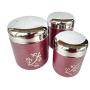 Rastogi Handicrafts Window Kitchen Canister/Tea/Sugar/coffee Storage Box/Pot Stainless Steel Set of 3 / Leaf print color box Diwali gift - EXPEDITED SHIPPING