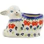 Polish Pottery 4?-inch Bunny Shaped Jar (Grecian Fields Theme) + Certificate of Authenticity Polish Pottery 4?-inch Bunny Shaped Jar (Grecian Fields Theme) + Certificate of Authenticity