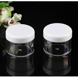 50Pcs Clear Plastic Jars with White Lids Empty Cream Jars with Screw On Lids Makeup Sample Containers Bottle Pots Vials Holders Dispenser for Cream Lotion Nails Powder Eyeshadow 20g/20ml