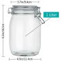 Wide Mouth Mason Jars,OAMCEG 4-Piece 34oz Airtight Glass Preserving Jars with Leak Proof Rubber Gasket and Clip Top Lids, Perfect for Storing Coffee, Sugar, Flour or Sweets - 8 Labels & 1 Chalk Marker