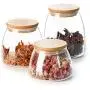 3 Jars en Verre Transparent pour Stockage des Aliments, Bouchons Comestibles – Idéal pour Décoration de Table et Centre de Table. 3 Jars en Verre Transparent pour Stockage des Aliments, Bouchons Comestibles – Idéal pour Décoration de Table et Centre de Table.