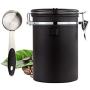 AUOKER Luftdichte Kaffeetiegel, Edelstahl Luftdichte Dose - Einweg-CO2-Ventil, Datums-Rad & Messlöffel – Frischer Kaffee und gemahlener Kaffee länger – 60 oz