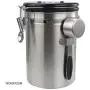 Airtight Kaffebehälter mit Extra Espresselöffel aus Edelstahl – Kaffeegründoseeckelbehälter mit Ventil für die Küche