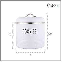 Outshine White Cookie Jar with Airtight Lids | Vintage Cookie Jars for Kitchen Counter | Decorative Farmhouse Cute Cookie Jar | Kitchen Countertop