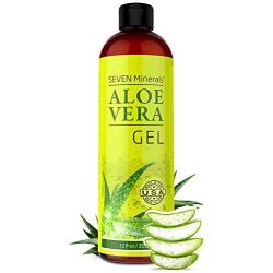 Organic Aloe Vera Gel with 100% Pure Aloe From Freshly Cut Aloe Plant, Not Powder - No Xanthan, So It Absorbs Rapidly With No Sticky Residue - Big 12 oz