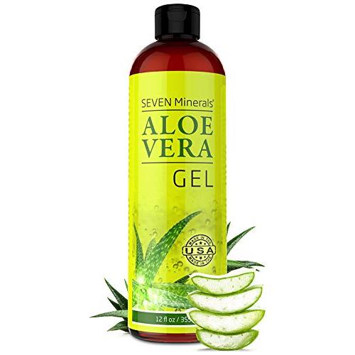 Organic Aloe Vera Gel with 100% Pure Aloe From Freshly Cut Aloe Plant, Not Powder - No Xanthan, So It Absorbs Rapidly With No Sticky Residue - Big 12 oz