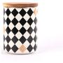 Ceramic Kitchen Canisters with Airtight Seal Bamboo Lid, Food Storage Canister for Tea, Coffee Bean, Spice, Sugar, Flour (100x150mm)