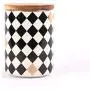 Ceramic Kitchen Canisters with Airtight Seal Bamboo Lid, Food Storage Canister for Tea, Coffee Bean, Spice, Sugar, Flour (100x150mm)