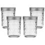 Ball Mason Jar 8-Ounces Jelly Quilted Crystal with Lids and Bands, Regular Mouth (Set of 4)