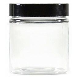 Clear 8 oz Plastic Jars with Black Lids (6 pk) with Sample Jar - PET Round Refillable Containers