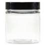 Clear 8 oz Plastic Jars with Black Lids (6 pk) with Sample Jar - PET Round Refillable Containers