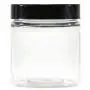 Clear 8 oz Plastic Jars with Black Lids (6 pk) with Sample Jar - PET Round Refillable Containers