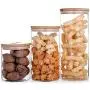 Bouteilles en verre borosilicate transparentes Isily, Canisters avec couvercle en bambou, pour cuisine, garde-manger, café, thé, biscuits, noix.