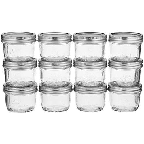 Kerr Wide Mouth Half-Pint Glass Mason Jars 8-Ounces with Lids and Bands 12-Count per Case (1-Case)